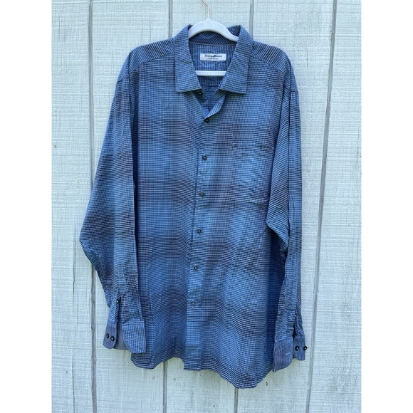 Tommy‎ Bahama Pima Cotton Blue Print Longsleeved Buttonup Shirt XL Casual - Picture 1 of 3